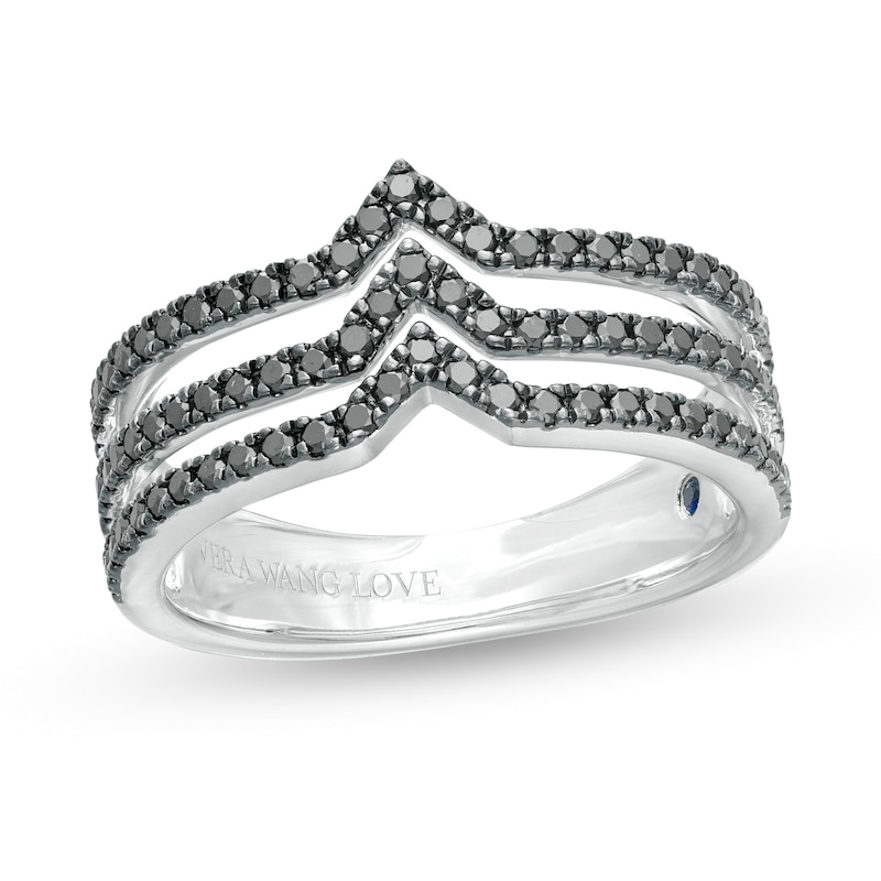 Vera Wang Love Collection 1/2 CT. T.W. Black Diamond Multi-Row Chevron Ring in Sterling Silver