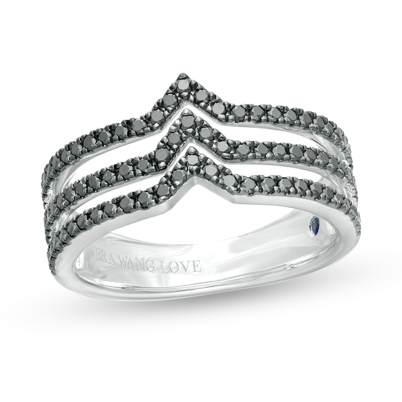 Main Image 1 of Vera Wang Love Collection 1/2 CT. T.W. Black Diamond Multi-Row Chevron Ring in Sterling Silver