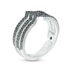 Thumbnail Image 1 of Vera Wang Love Collection 1/2 CT. T.W. Black Diamond Multi-Row Chevron Ring in Sterling Silver
