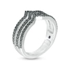 Thumbnail Image 2 of Vera Wang Love Collection 1/2 CT. T.W. Black Diamond Multi-Row Chevron Ring in Sterling Silver
