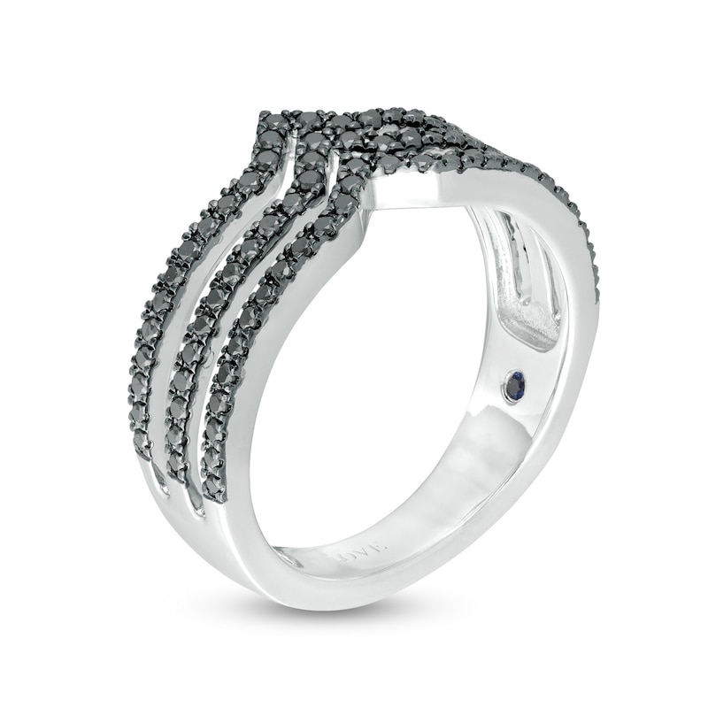 Main Image 2 of Vera Wang Love Collection 1/2 CT. T.W. Black Diamond Multi-Row Chevron Ring in Sterling Silver