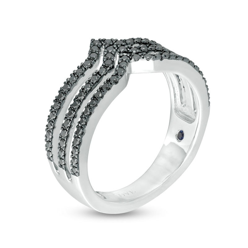 Vera Wang Love Collection 1/2 CT. T.W. Black Diamond Multi-Row Chevron Ring in Sterling Silver