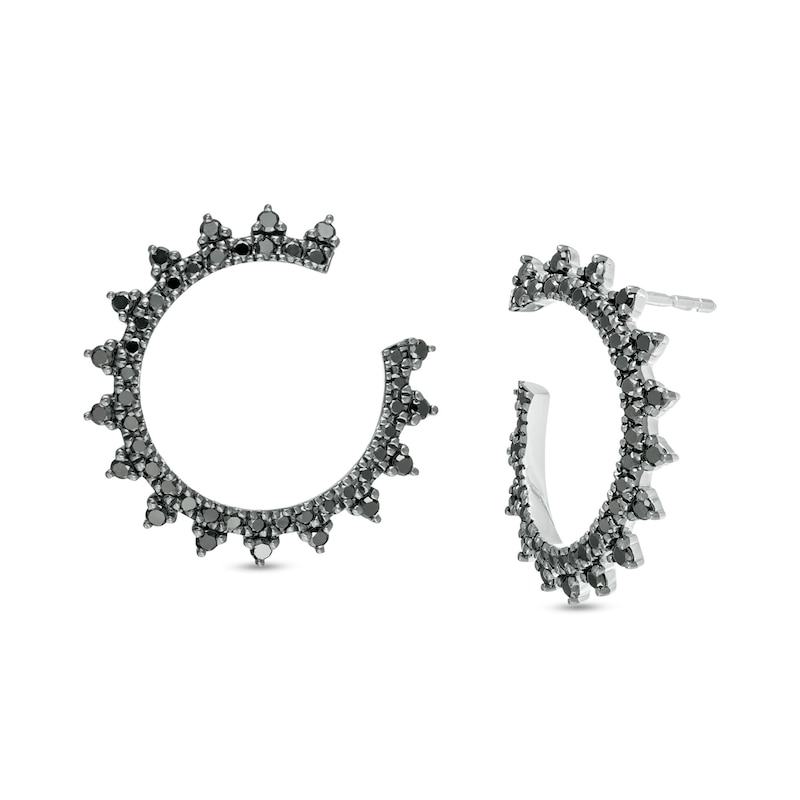 Main Image 1 of Vera Wang Love Collection 5/8 CT. T.W. Black Diamond Sunburst Drop Earrings in Sterling Silver