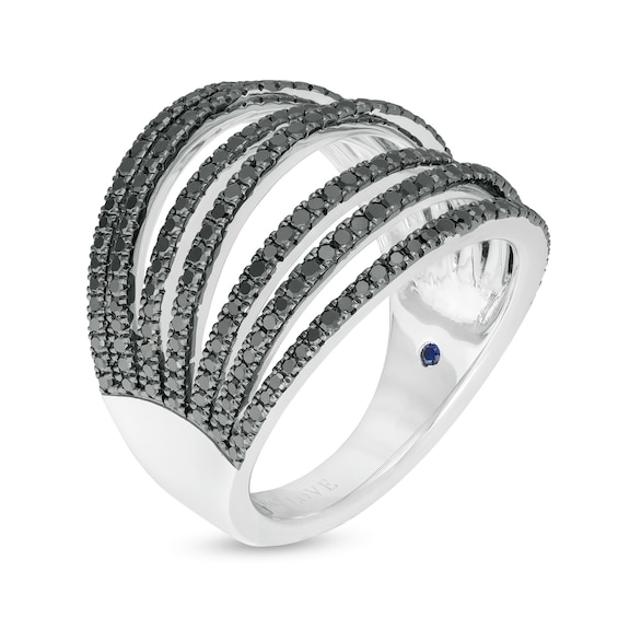 Vera Wang Love Collection 1 CT. T.w. Black Diamond Multi-Row Ring in Sterling Silver