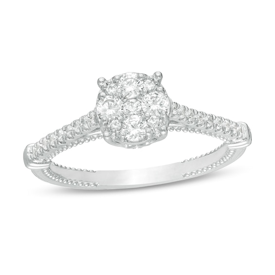 1/2 CT. T.w. Composite Diamond Engagement Ring in 14K White Gold