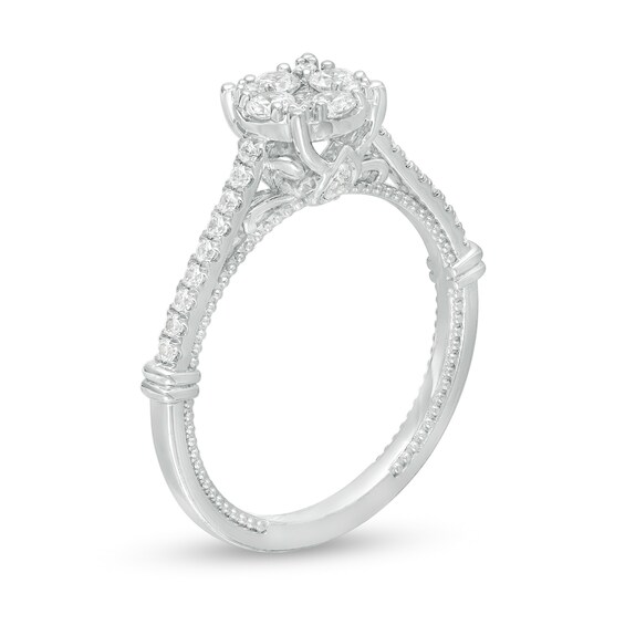 1/2 CT. T.w. Composite Diamond Engagement Ring in 14K White Gold