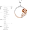 Thumbnail Image 1 of Enchanted Disney Belle 1/10 CT. T.W. Diamond Rose and Circle Pendant in Sterling Silver and 10K Rose Gold - 19"