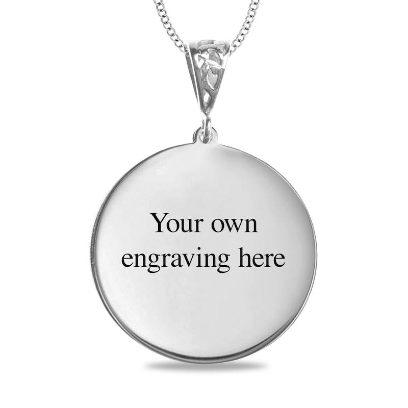 Main Image 3 of Engravable Photo Lotus Flower Swivel Disc Pendant in 14K White, Yellow or Rose Gold (1 Image and 4 Lines)