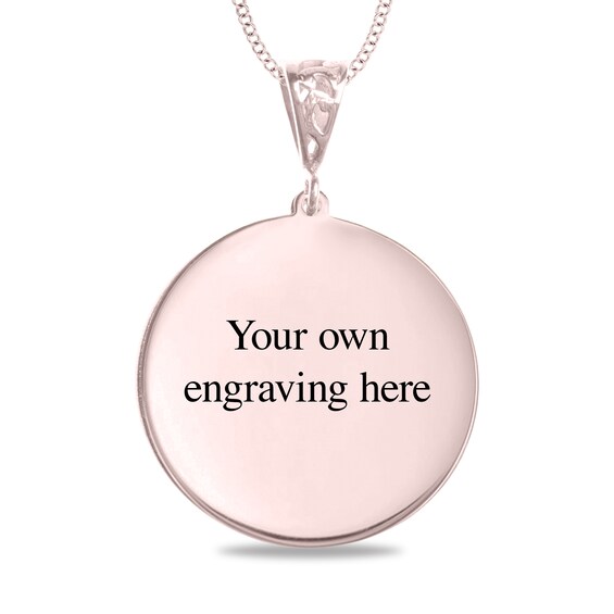 Engravable Photo Family Tree Swivel Disc Pendant in 14K White, Yellow or Rose Gold (1 Image and 4 Lines)