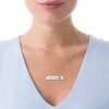 Thumbnail Image 1 of Engravable Name Heart in Paw Print Bar Pet Necklace in 14K White, Yellow or Rose Gold (2 Lines)