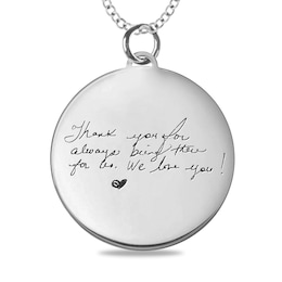 Engravable Your Own Handwriting Disc Pendant in 14K White, Yellow or Rose Gold (1 Image and 4 Lines)