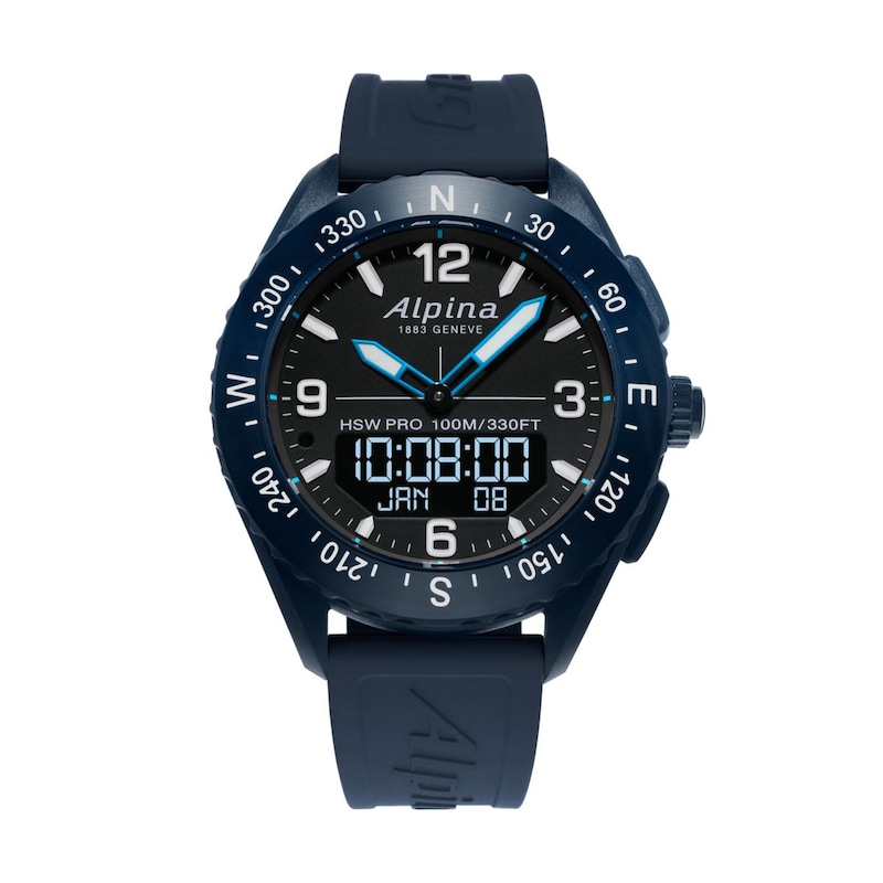 Men's Alpina AlpinerX Blue Strap Watch with Black Dial (Model: AL-283LBN5NAQ6)