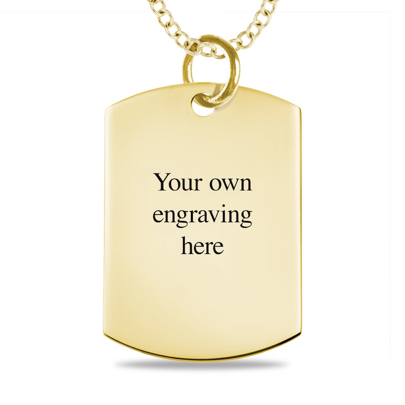 Zales Men's Extra Large Engravable Photo Dog Tag Pendant in 10K White or Yellow Gold (1 Image and 4 Lines)