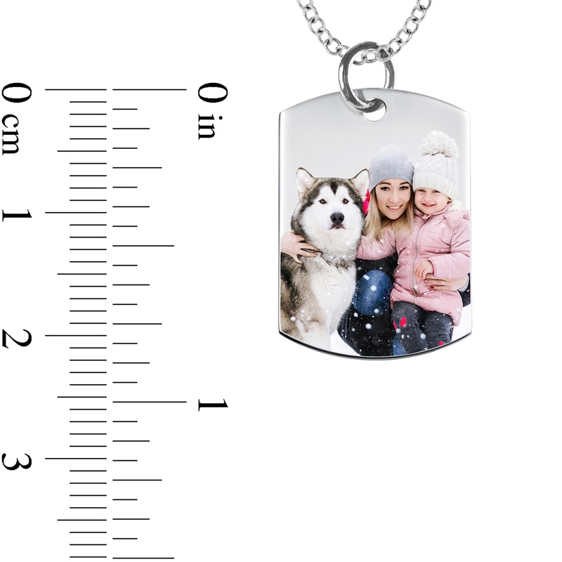 Zales Men's Extra Large Engravable Photo Dog Tag Pendant in Sterling Silver (1 Image and 4 Lines)