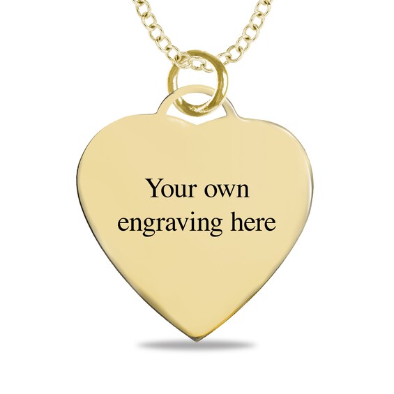Small Engravable Photo Heart Pendant in 14K White, Yellow or Rose Gold (1 Image and 2 Lines)