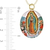 Thumbnail Image 3 of Engravable Enamel Our Lady of Guadalupe Oval Pendant in 14K White, Yellow or Rose Gold (3 Lines)