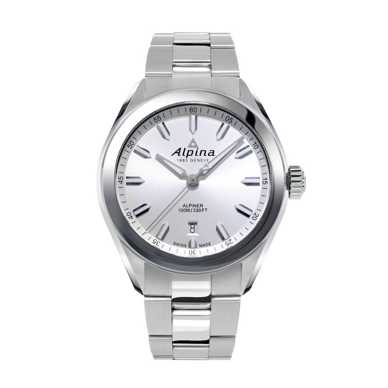 Men's Alpina Alpiner Watch with White Dial (Model: AL-240SS4E6B)