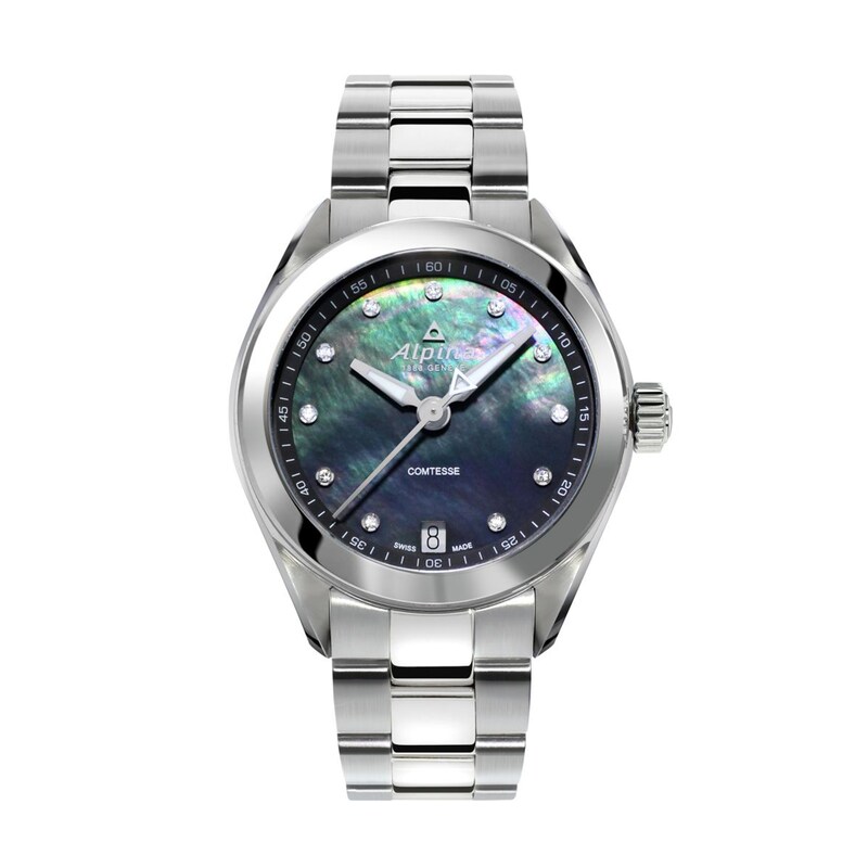 Main Image 1 of Ladies' Alpina Comtesse Diamond Accent Watch with Black Mother-of-Pearl Dial (Model: AL-240MPBD2C6B)