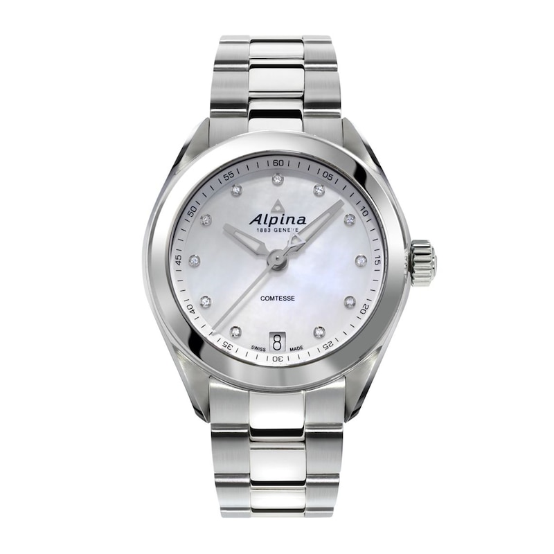 Ladies' Alpina Comtesse Diamond Accent Watch with Mother-of-Pearl Dial (Model: AL-240MPWD2C6B)