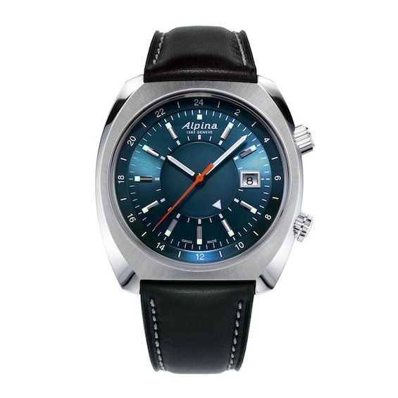 Men's Alpina Startimer Pilot Heritage Strap Watch with Blue Dial (Model: Al-555N4H6)