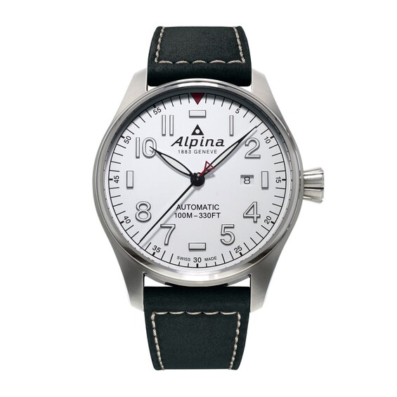 Men's Alpina Startimer Pilot Automatic Strap Watch with White Dial (Model: Al-525S4S6)