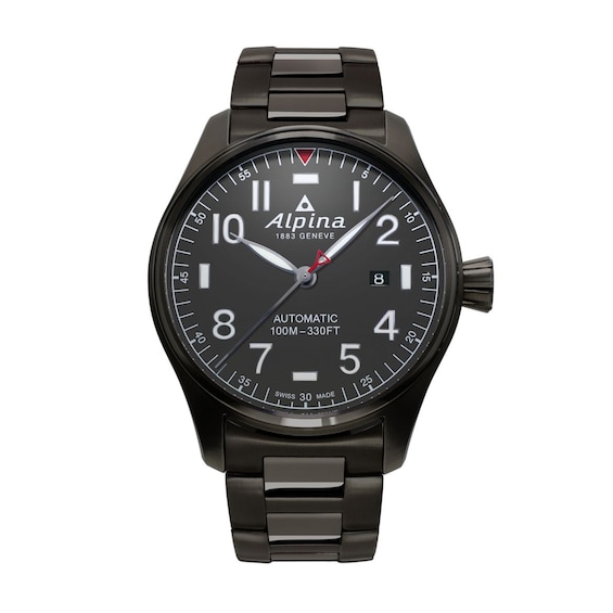 Men's Alpina Startimer Pilot Automatic Black Watch with Black Dial (Model: Al-525G4Ts6B)