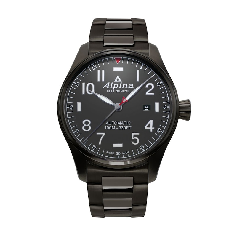 Main Image 1 of Men's Alpina Startimer Pilot Automatic Black Watch with Black Dial (Model: AL-525G4TS6B)