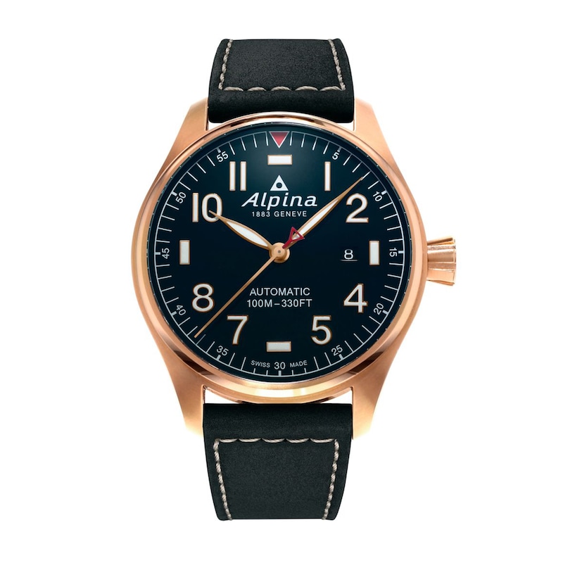 Main Image 1 of Men's Alpina Startimer 18K Rose Gold Plated Watch with Black Dial (Model: AL-525NN4S4)