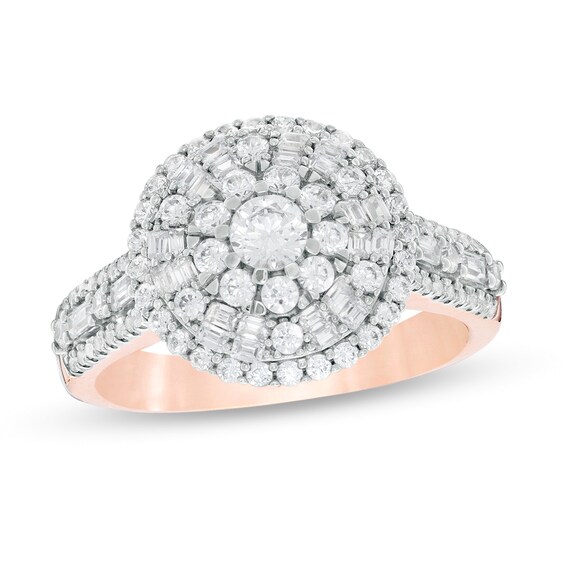 1 CT. T.W. Diamond Triple Frame Multi-Row Engagement Ring in 10K Rose Gold 1 CT. T.W. Diamond Triple Frame Multi-Row Engagement Ring in 10K Rose Gold