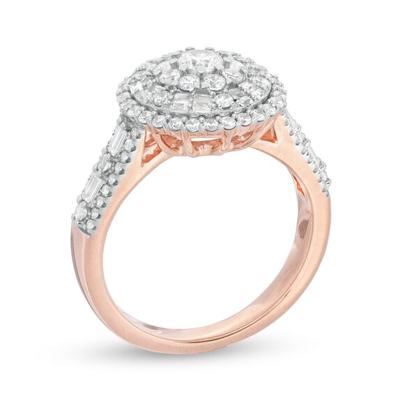 1 CT. T.W. Diamond Triple Frame Multi-Row Engagement Ring in 10K Rose Gold 1 CT. T.W. Diamond Triple Frame Multi-Row Engagement Ring in 10K Rose Gold