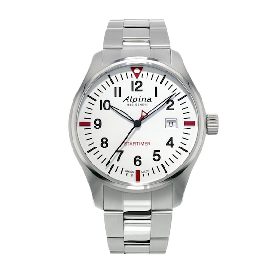 Men's Alpina Startimer Pilot Watch with White Dial (Model: Al-240S4S6B)