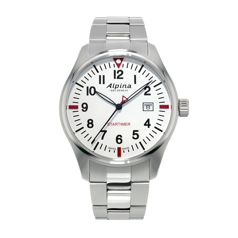 Men's Alpina Startimer Pilot Watch with White Dial (Model: AL-240S4S6B)