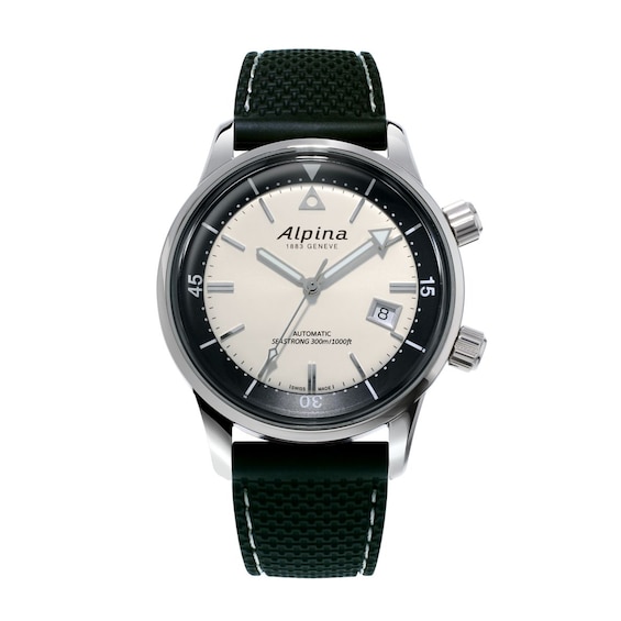 Men's Alpina Seastrong Diver 300 Heritage Automatic Strap Watch with Ivory Dial (Model: Al-525S4H6)
