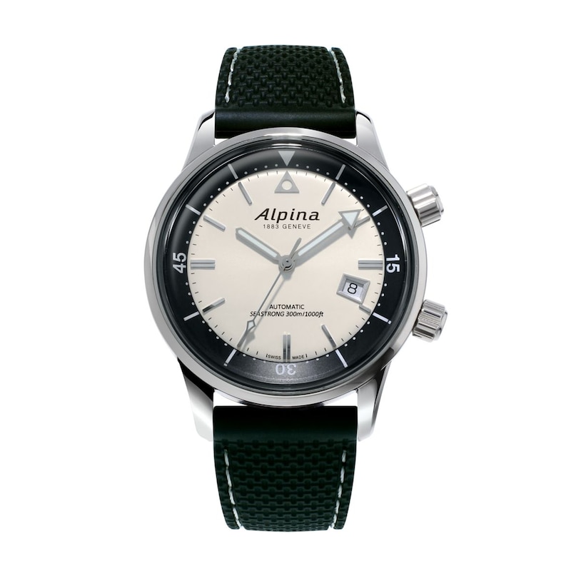 Men's Alpina Seastrong Diver 300 Heritage Automatic Strap Watch with Ivory Dial (Model: AL-525S4H6)