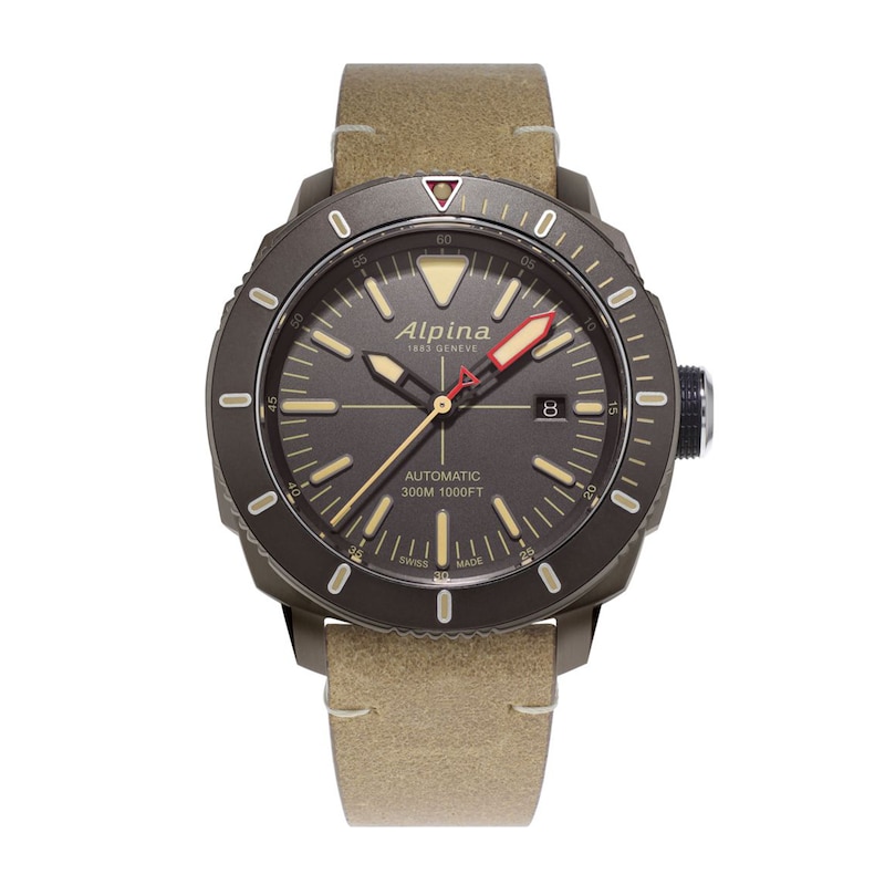 Men's Alpina Seastrong Diver 300 Automatic Strap Watch with Grey Dial (Model: AL-525LGG4TV6)