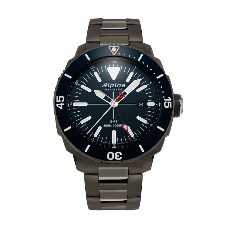 Men's Alpina Seastrong Diver GMT Watch with Blue Dial (Model: AL-247LNN4TV6B)