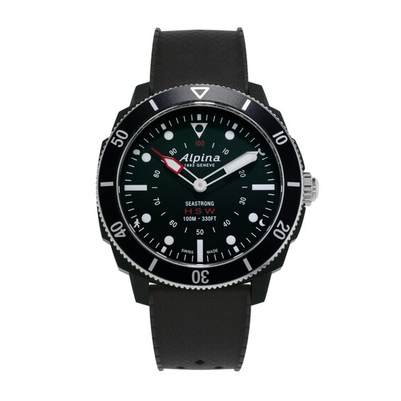 Men's Alpina Seastrong HSW Strap with Black Dial (Model: Al-282Lbb4V6)