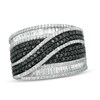 Thumbnail Image 1 of 1-3/4 CT. T.W. Enhanced Black and White Diamond Multi-Row Ring in 10K White Gold