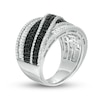 Thumbnail Image 3 of 1-3/4 CT. T.W. Enhanced Black and White Diamond Multi-Row Ring in 10K White Gold
