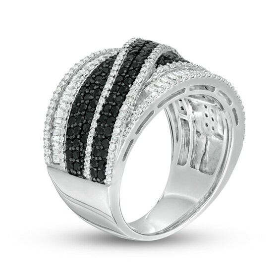 1-3/4 CT. T.w. Enhanced Black and White Diamond Multi-Row Ring in 10K White Gold
