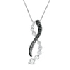 Thumbnail Image 0 of 1 CT. T.W. Enhanced Black and White Journey Diamond Twist Pendant in 10K White Gold