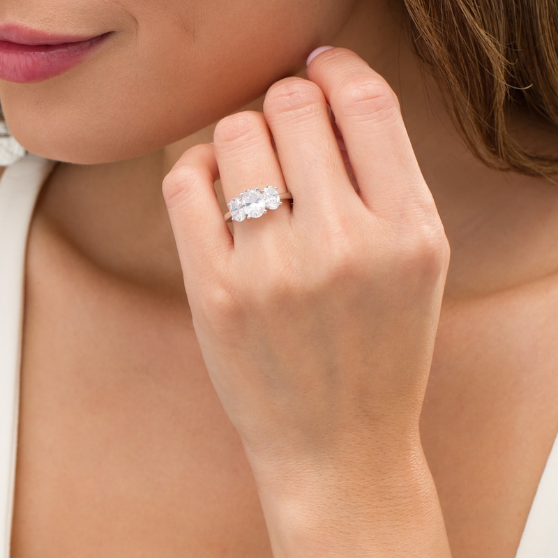 Main Image 2 of 3 CT. T.W. Certified Oval Lab-Grown Diamond Past Present Future® Engagement Ring in 14K White Gold (G/SI2)