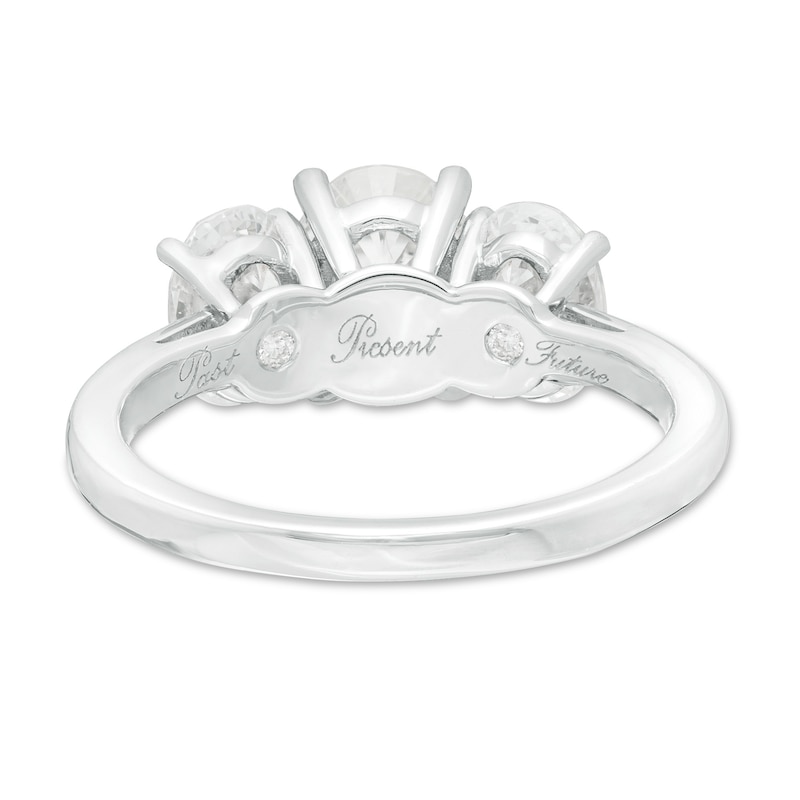 Main Image 4 of 3 CT. T.W. Certified Oval Lab-Grown Diamond Past Present Future® Engagement Ring in 14K White Gold (G/SI2)