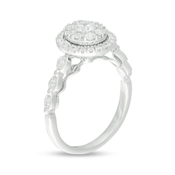 3/4 CT. T.W. Composite Diamond Oval Frame Vintage-Style Engagement Ring in 10K White Gold 3/4 CT. T.W. Composite Diamond Oval Frame Vintage-Style Engagement Ring in 10K White Gold