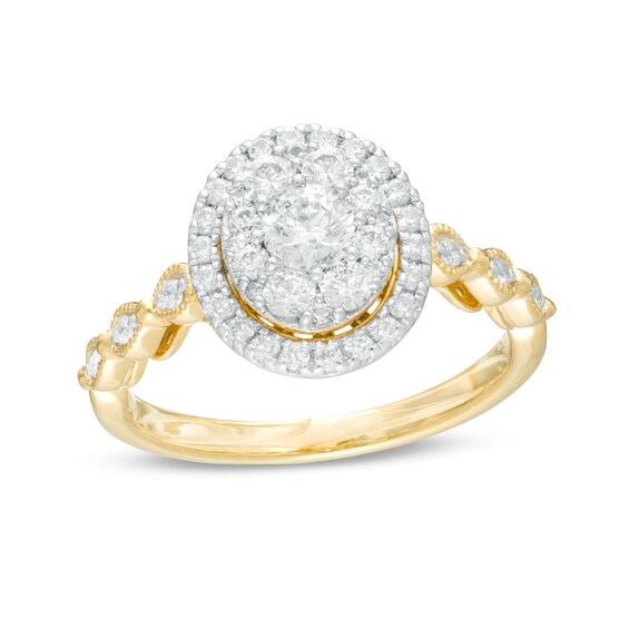 3/4 CT. T.W. Composite Diamond Oval Frame Vintage-Style Engagement Ring in 10K Gold 3/4 CT. T.W. Composite Diamond Oval Frame Vintage-Style Engagement Ring in 10K Gold