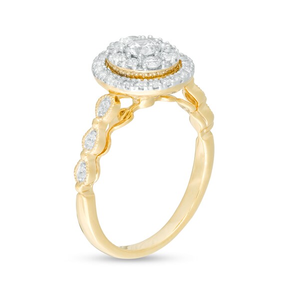 3/4 CT. T.W. Composite Diamond Oval Frame Vintage-Style Engagement Ring in 10K Gold 3/4 CT. T.W. Composite Diamond Oval Frame Vintage-Style Engagement Ring in 10K Gold