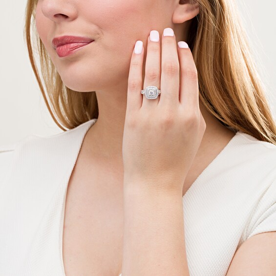 1 CT. T.W. Diamond Double Cushion Frame Engagement Ring in 10K White Gold 1 CT. T.W. Diamond Double Cushion Frame Engagement Ring in 10K White Gold