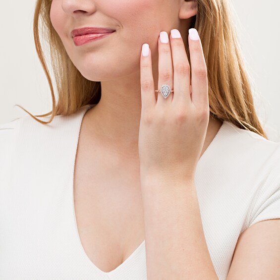 3/4 CT. T.W. Composite Diamond Pear-Shaped Frame Vintage-Style Engagement Ring in 10K Rose Gold 3/4 CT. T.W. Composite Diamond Pear-Shaped Frame Vintage-Style Engagement Ring in 10K Rose Gold