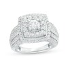 1-1/2 CT. T.W. Diamond Double Cushion Frame Multi-Row Engagement Ring in 14K White Gold