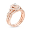 Thumbnail Image 3 of 1 CT. T.W. Pear-Shaped Diamond Double Frame Twist Shank Bridal Set in 14K Rose Gold